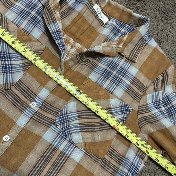 Thread & Supply Button up Shirt-Wmns Sz M-Brown Toned Plaid-Cotton-EUC - Picture 13 of 16